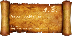 Anton Bojána névjegykártya